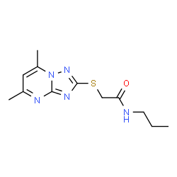 ChemSpider 2D Image | 2-[(5,7-Dimethyl[1,2,4]triazolo[1,5-a]pyrimidin-2-yl)sulfanyl]-N-propylacetamide | C12H17N5OS