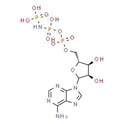 ChemSpider 2D Image | 9-[5-O-(Hydroxy{[hydroxy(phosphonoamino)phosphoryl]oxy}phosphoryl)-D-ribofuranosyl]-9H-purin-6-amine | C10H17N6O12P3