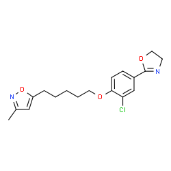 ChemSpider 2D Image | 5-(5-(6-chloro-4-(4,5-dihydro-2-oxazolyl)phenoxy)pentyl)-3-methylisoxazole | C18H21ClN2O3