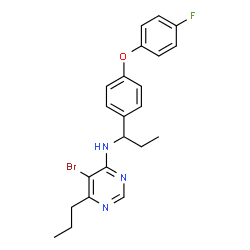 ChemSpider 2D Image | 5-Bromo-N-{1-[4-(4-fluorophenoxy)phenyl]propyl}-6-propyl-4-pyrimidinamine | C22H23BrFN3O