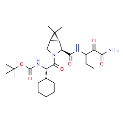 ChemSpider 2D Image | tert-butyl [(1S)-2-{(1R,2S,5S)-2-[(1-amino-1,2-dioxopentan-3-yl)carbamoyl]-6,6-dimethyl-3-azabicyclo[3.1.0]hex-3-yl}-1-cyclohexyl-2-oxoethyl]carbamate | C26H42N4O6