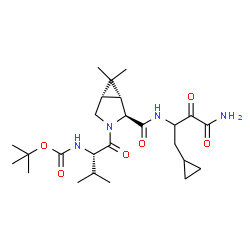 ChemSpider 2D Image | tert-butyl [(2S)-1-{(1R,2S,5S)-2-[(4-amino-1-cyclopropyl-3,4-dioxobutan-2-yl)carbamoyl]-6,6-dimethyl-3-azabicyclo[3.1.0]hex-3-yl}-3-methyl-1-oxobutan-2-yl]carbamate | C25H40N4O6