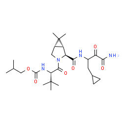 ChemSpider 2D Image | Isobutyl [(2S)-1-{(1R,2S,5S)-2-[(4-amino-1-cyclopropyl-3,4-dioxo-2-butanyl)carbamoyl]-6,6-dimethyl-3-azabicyclo[3.1.0]hex-3-yl}-3,3-dimethyl-1-oxo-2-butanyl]carbamate | C26H42N4O6