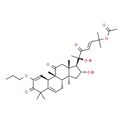 ChemSpider 2D Image | (4R,9beta,16alpha,23E)-16,20-Dihydroxy-9,10,14-trimethyl-1,11,22-trioxo-2-propoxy-4,9-cyclo-9,10-secocholesta-2,5,23-trien-25-yl acetate | C35H50O8