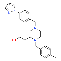 ChemSpider 2D Image | 2-{1-(4-Methylbenzyl)-4-[4-(1H-pyrazol-1-yl)benzyl]-2-piperazinyl}ethanol | C24H30N4O