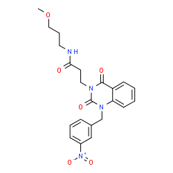 ChemSpider 2D Image | N-(3-Methoxypropyl)-3-[1-(3-nitrobenzyl)-2,4-dioxo-1,4-dihydro-3(2H)-quinazolinyl]propanamide | C22H24N4O6