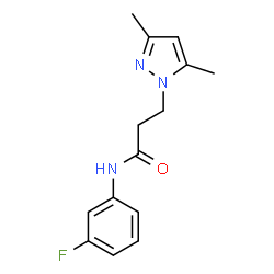 ChemSpider 2D Image | 3-(3,5-Dimethyl-1H-pyrazol-1-yl)-N-(3-fluorophenyl)propanamide | C14H16FN3O