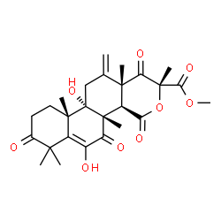 ChemSpider 2D Image | Methyl (2R,4aR,4bS,10aS,10bS,12aR)-6,10b-dihydroxy-2,4b,7,7,10a,12a-hexamethyl-12-methylene-1,4,5,8-tetraoxo-1,4,4a,4b,5,7,8,9,10,10a,10b,11,12,12a-tetradecahydro-2H-naphtho[1,2-h]isochromene-2-carbox
ylate | C26H32O9