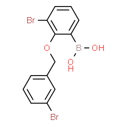 ChemSpider 2D Image | 3-Bromo-2-(3'-bromobenzyloxy)phenylboronic acid | C13H11BBr2O3