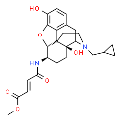 ChemSpider 2D Image | Methyl (2E)-4-{[(5alpha,6beta)-17-(cyclopropylmethyl)-3,14-dihydroxy-4,5-epoxymorphinan-6-yl]amino}-4-oxo-2-butenoate | C25H30N2O6