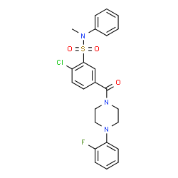 ChemSpider 2D Image | 2-Chloro-5-{[4-(2-fluorophenyl)-1-piperazinyl]carbonyl}-N-methyl-N-phenylbenzenesulfonamide | C24H23ClFN3O3S