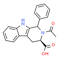 ChemSpider 2D Image | (3R)-2-Acetyl-1-phenyl-2,3,4,9-tetrahydro-1H-beta-carboline-3-carboxylic acid | C20H18N2O3