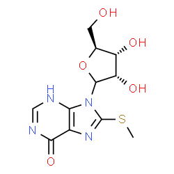 ChemSpider 2D Image | 8-(Methylsulfanyl)-9-(L-ribofuranosyl)-3,9-dihydro-6H-purin-6-one | C11H14N4O5S