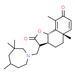 ChemSpider 2D Image | (3aS,5aS,9bS)-5a,9-Dimethyl-3-[(3,3,5-trimethyl-1-azepanyl)methyl]-3a,5,5a,9b-tetrahydronaphtho[1,2-b]furan-2,8(3H,4H)-dione | C24H35NO3
