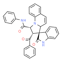 ChemSpider 2D Image | (1'R,2'S,3R)-2'-Benzoyl-2-oxo-N-phenyl-1,1',2,2'-tetrahydro-3a'H-spiro[indole-3,3'-pyrrolo[1,2-a]quinoline]-1'-carboxamide | C33H25N3O3