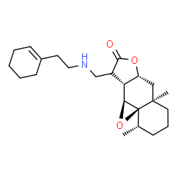 ChemSpider 2D Image | (1aR,2S,5aR,6aR,9aR,9bS)-9-({[2-(1-Cyclohexen-1-yl)ethyl]amino}methyl)-2,5a-dimethyloctahydro-2H-oxireno[4,4a]naphtho[2,3-b]furan-8(9H)-one | C23H35NO3