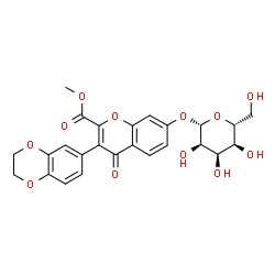 ChemSpider 2D Image | Methyl 7-(beta-D-allopyranosyloxy)-3-(2,3-dihydro-1,4-benzodioxin-6-yl)-4-oxo-4H-chromene-2-carboxylate | C25H24O12