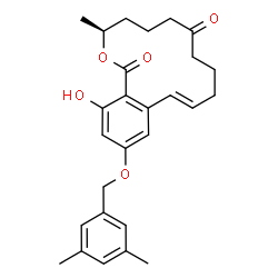 ChemSpider 2D Image | (3S,11E)-14-[(3,5-Dimethylbenzyl)oxy]-16-hydroxy-3-methyl-3,4,5,6,9,10-hexahydro-1H-2-benzoxacyclotetradecine-1,7(8H)-dione | C27H32O5