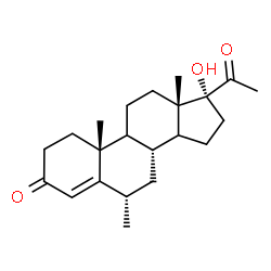 ChemSpider 2D Image | (6alpha,9xi,14xi)-17-Hydroxy-6-methylpregn-4-ene-3,20-dione | C22H32O3