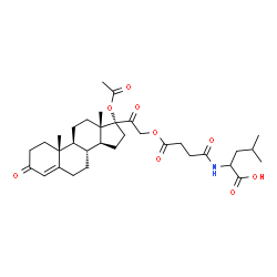 ChemSpider 2D Image | N-{4-[(17-Acetoxy-3,20-dioxopregn-4-en-21-yl)oxy]-4-oxobutanoyl}leucine | C33H47NO9