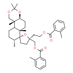 ChemSpider 2D Image | [(2R,4a'S,5S,6a'S,8'R,10b'R)-3',3',6a',8',10b'-Pentamethyl-5-{2-[(2-methylbenzoyl)oxy]ethyl}dodecahydro-3H-spiro[furan-2,7'-naphtho[2,1-d][1,3]dioxin]-5-yl]methyl 2-methylbenzoate | C39H52O7