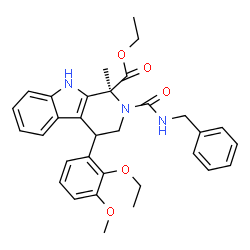ChemSpider 2D Image | Ethyl (1S)-2-(benzylcarbamoyl)-4-(2-ethoxy-3-methoxyphenyl)-1-methyl-2,3,4,9-tetrahydro-1H-beta-carboline-1-carboxylate | C32H35N3O5