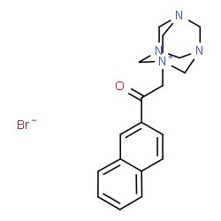 ChemSpider 2D Image | 1-[2-(2-Naphthyl)-2-oxoethyl]-3,5,7-triaza-1-azoniatricyclo[3.3.1.1~3,7~]decane bromide | C18H21BrN4O