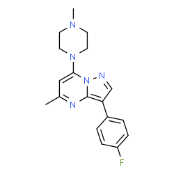ChemSpider 2D Image | 3-(4-Fluorophenyl)-5-methyl-7-(4-methyl-1-piperazinyl)pyrazolo[1,5-a]pyrimidine | C18H20FN5