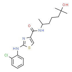 ChemSpider 2D Image | 2-[(2-Chlorophenyl)amino]-N-(6-hydroxy-6-methyl-2-heptanyl)-1,3-thiazole-4-carboxamide | C18H24ClN3O2S