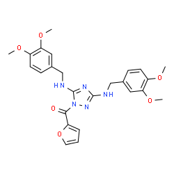 ChemSpider 2D Image | {3,5-Bis[(3,4-dimethoxybenzyl)amino]-1H-1,2,4-triazol-1-yl}(2-furyl)methanone | C25H27N5O6