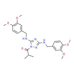 ChemSpider 2D Image | 1-{3,5-Bis[(3,4-dimethoxybenzyl)amino]-1H-1,2,4-triazol-1-yl}-2-methyl-1-propanone | C24H31N5O5