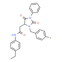 ChemSpider 2D Image | N-(4-Ethylphenyl)-2-[3-(4-fluorobenzyl)-2,5-dioxo-1-phenyl-4-imidazolidinyl]acetamide | C26H24FN3O3