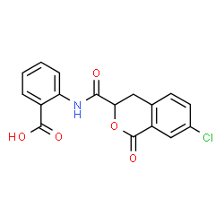 ChemSpider 2D Image | 2-{[(7-Chloro-1-oxo-3,4-dihydro-1H-isochromen-3-yl)carbonyl]amino}benzoic acid | C17H12ClNO5