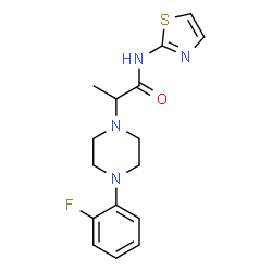 ChemSpider 2D Image | 2-[4-(2-Fluorophenyl)-1-piperazinyl]-N-(1,3-thiazol-2-yl)propanamide | C16H19FN4OS