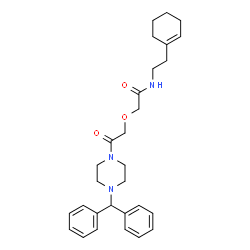 ChemSpider 2D Image | N-[2-(1-Cyclohexen-1-yl)ethyl]-2-{2-[4-(diphenylmethyl)-1-piperazinyl]-2-oxoethoxy}acetamide | C29H37N3O3