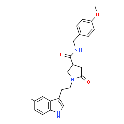 ChemSpider 2D Image | 1-[2-(5-Chloro-1H-indol-3-yl)ethyl]-N-(4-methoxybenzyl)-5-oxo-3-pyrrolidinecarboxamide | C23H24ClN3O3