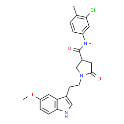 ChemSpider 2D Image | N-(3-Chloro-4-methylphenyl)-1-[2-(5-methoxy-1H-indol-3-yl)ethyl]-5-oxo-3-pyrrolidinecarboxamide | C23H24ClN3O3