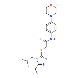 ChemSpider 2D Image | 2-[(5-Ethyl-4-isobutyl-4H-1,2,4-triazol-3-yl)sulfanyl]-N-[4-(4-morpholinyl)phenyl]acetamide | C20H29N5O2S