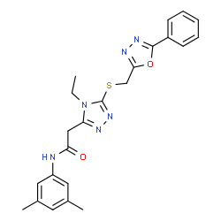 ChemSpider 2D Image | N-(3,5-Dimethylphenyl)-2-(4-ethyl-5-{[(5-phenyl-1,3,4-oxadiazol-2-yl)methyl]sulfanyl}-4H-1,2,4-triazol-3-yl)acetamide | C23H24N6O2S