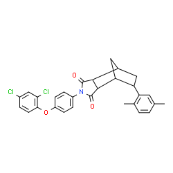 ChemSpider 2D Image | 4-[4-(2,4-Dichlorophenoxy)phenyl]-8-(2,5-dimethylphenyl)-4-azatricyclo[5.2.1.0~2,6~]decane-3,5-dione | C29H25Cl2NO3