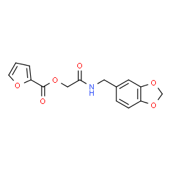 ChemSpider 2D Image | 2-[(1,3-Benzodioxol-5-ylmethyl)amino]-2-oxoethyl 2-furoate | C15H13NO6
