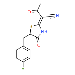 ChemSpider 2D Image | (2Z)-2-[5-(4-Fluorobenzyl)-4-oxo-1,3-thiazolidin-2-ylidene]-3-oxobutanenitrile | C14H11FN2O2S