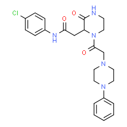 ChemSpider 2D Image | N-(4-Chlorophenyl)-2-{3-oxo-1-[(4-phenyl-1-piperazinyl)acetyl]-2-piperazinyl}acetamide | C24H28ClN5O3