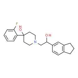 ChemSpider 2D Image | 1-[2-(2,3-Dihydro-1H-inden-5-yl)-2-hydroxyethyl]-4-(2-fluorophenyl)-4-piperidinol | C22H26FNO2