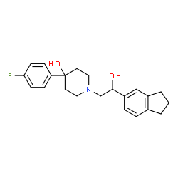 ChemSpider 2D Image | 1-[2-(2,3-Dihydro-1H-inden-5-yl)-2-hydroxyethyl]-4-(4-fluorophenyl)-4-piperidinol | C22H26FNO2