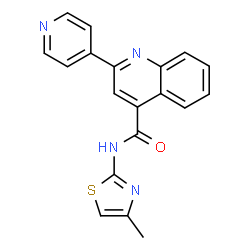 ChemSpider 2D Image | N-(4-Methyl-1,3-thiazol-2-yl)-2-(4-pyridinyl)-4-quinolinecarboxamide | C19H14N4OS