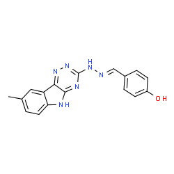 ChemSpider 2D Image | 4-{(E)-[(2E)-(8-Methyl-4,5-dihydro-3H-[1,2,4]triazino[5,6-b]indol-3-ylidene)hydrazono]methyl}phenol | C17H14N6O