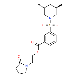 ChemSpider 2D Image | 2-(2-Oxo-1-pyrrolidinyl)ethyl 3-{[(3R,5R)-3,5-dimethyl-1-piperidinyl]sulfonyl}benzoate | C20H28N2O5S