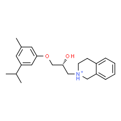 ChemSpider 2D Image | 2-[(2R)-2-Hydroxy-3-(3-isopropyl-5-methylphenoxy)propyl]-1,2,3,4-tetrahydroisoquinolinium | C22H30NO2