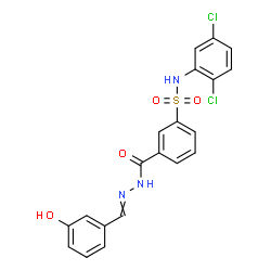 ChemSpider 2D Image | N-(2,5-Dichlorophenyl)-3-{[2-(3-hydroxybenzylidene)hydrazino]carbonyl}benzenesulfonamide | C20H15Cl2N3O4S